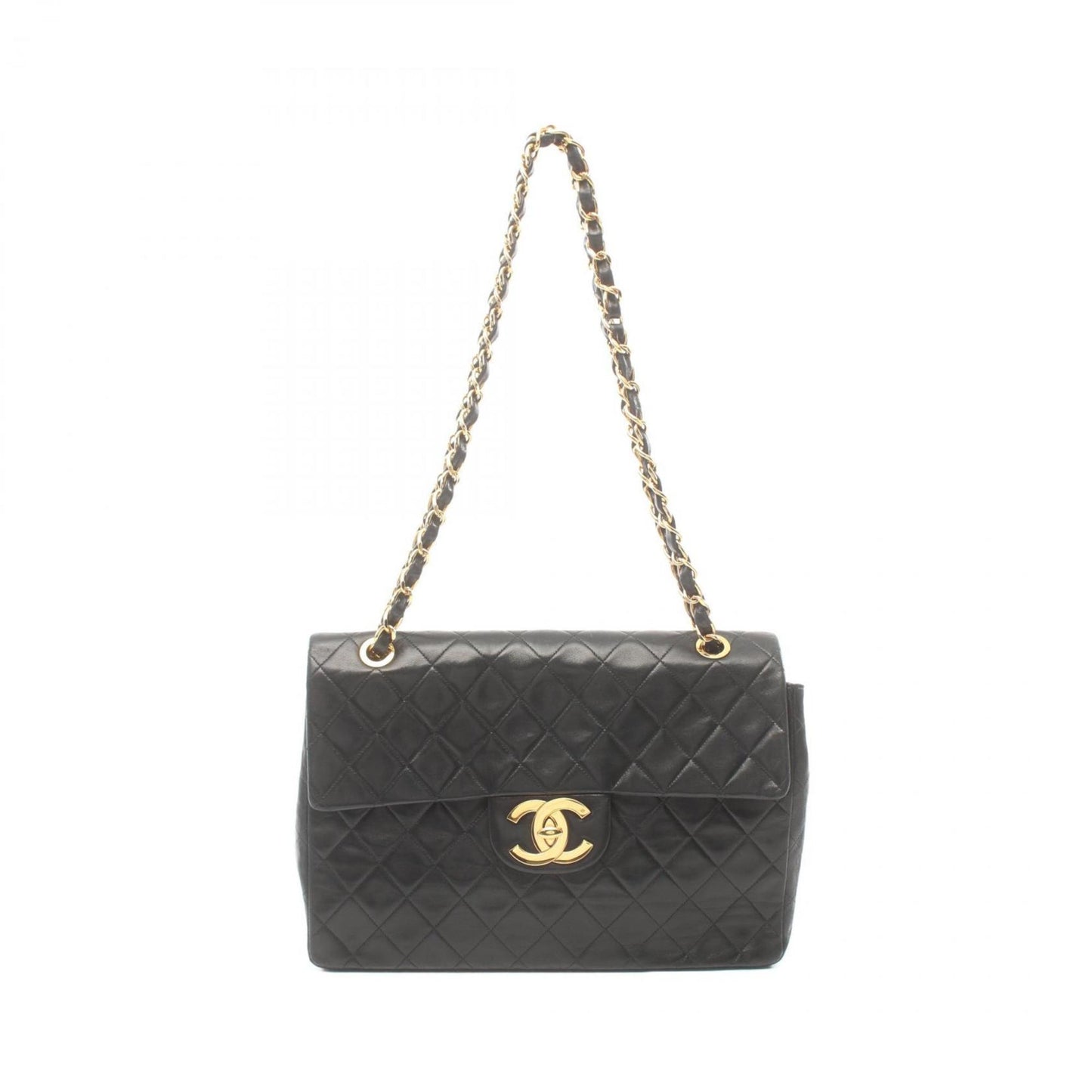 CHANEL Deca Matelasse 34 Shoulder Bag, Lambskin, Women's, Black