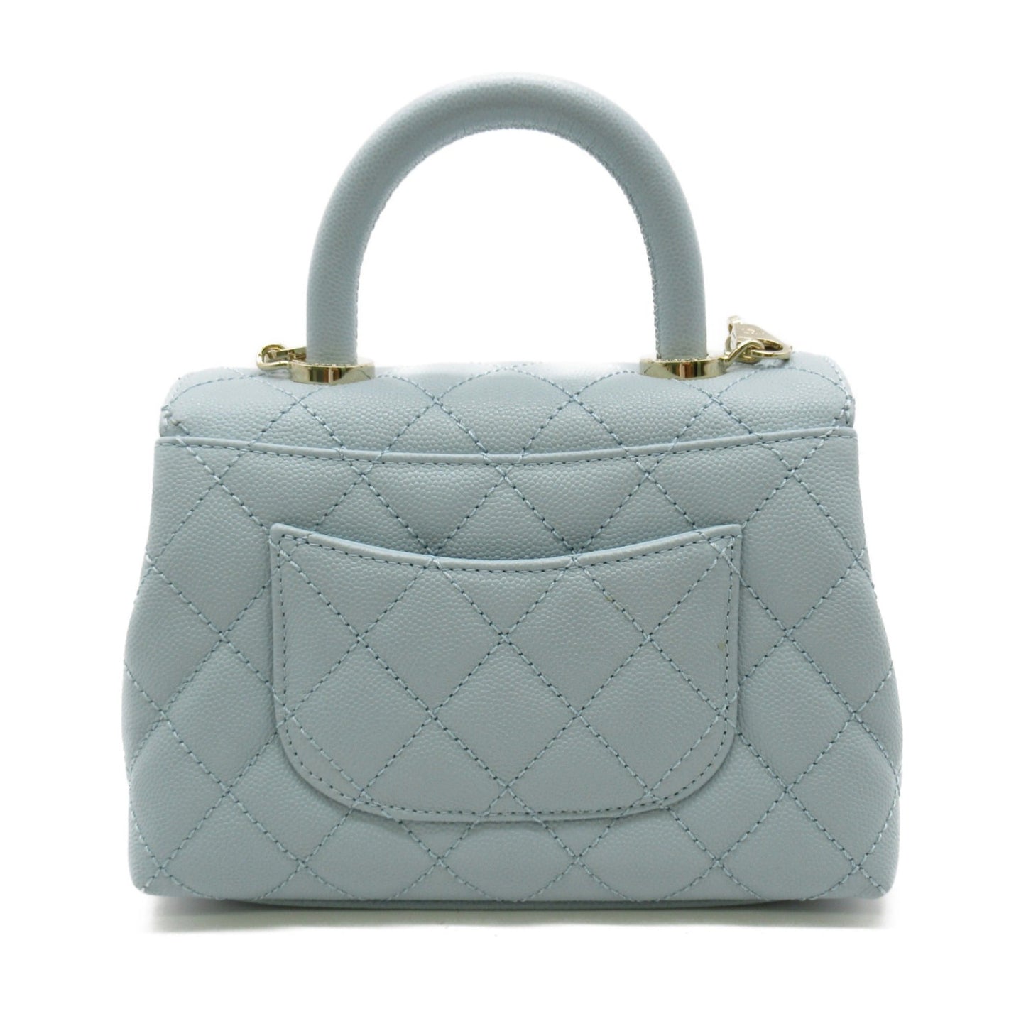 CHANEL Coco Handle Matelasse2wayShoulder Bag Blue Caviar Skin (Grained Calf) AS2215