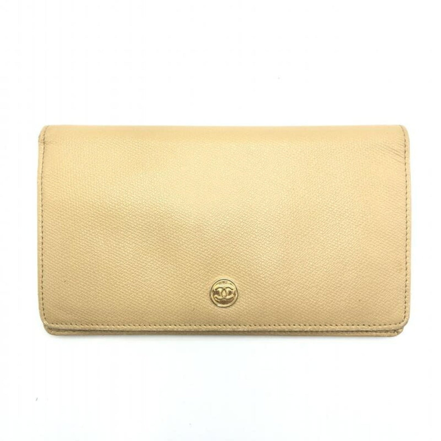 CHANEL Coco Mark Bi-fold Wallet Beige Chanel