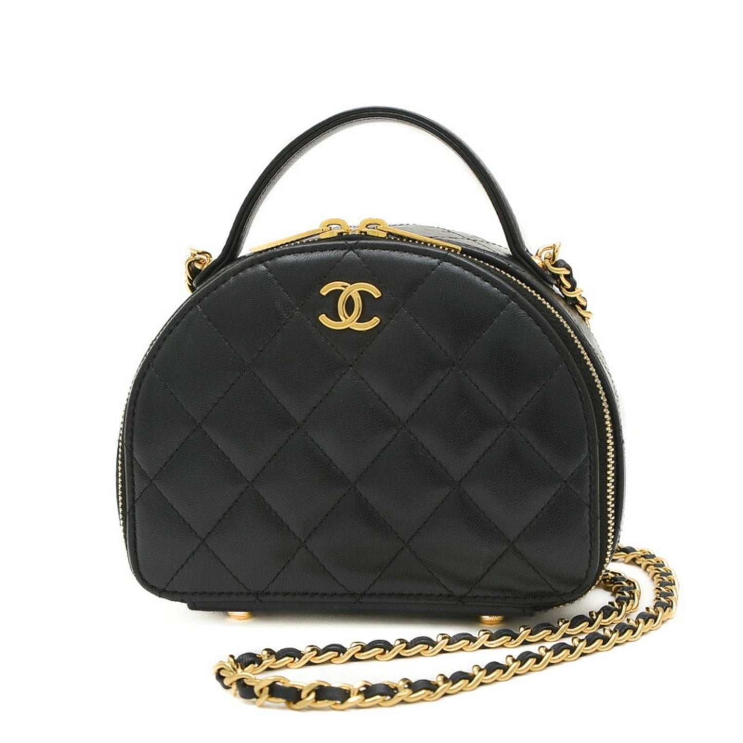 Chanel Matelasse 2-Way Chain Shoulder Bag, Lambskin, Black, AP3088