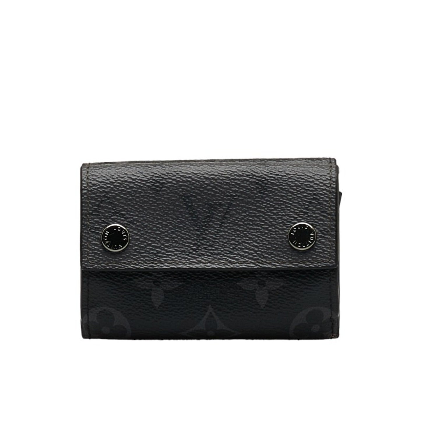 LOUIS VUITTON Monogram Eclipse Reverse Discovery Trifold Wallet M45417 Gray PVC Leather Men's