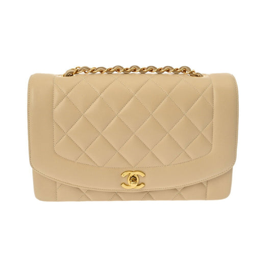 CHANEL Diana Chain Shoulder Bag 25cm Beige Women's Lambskin