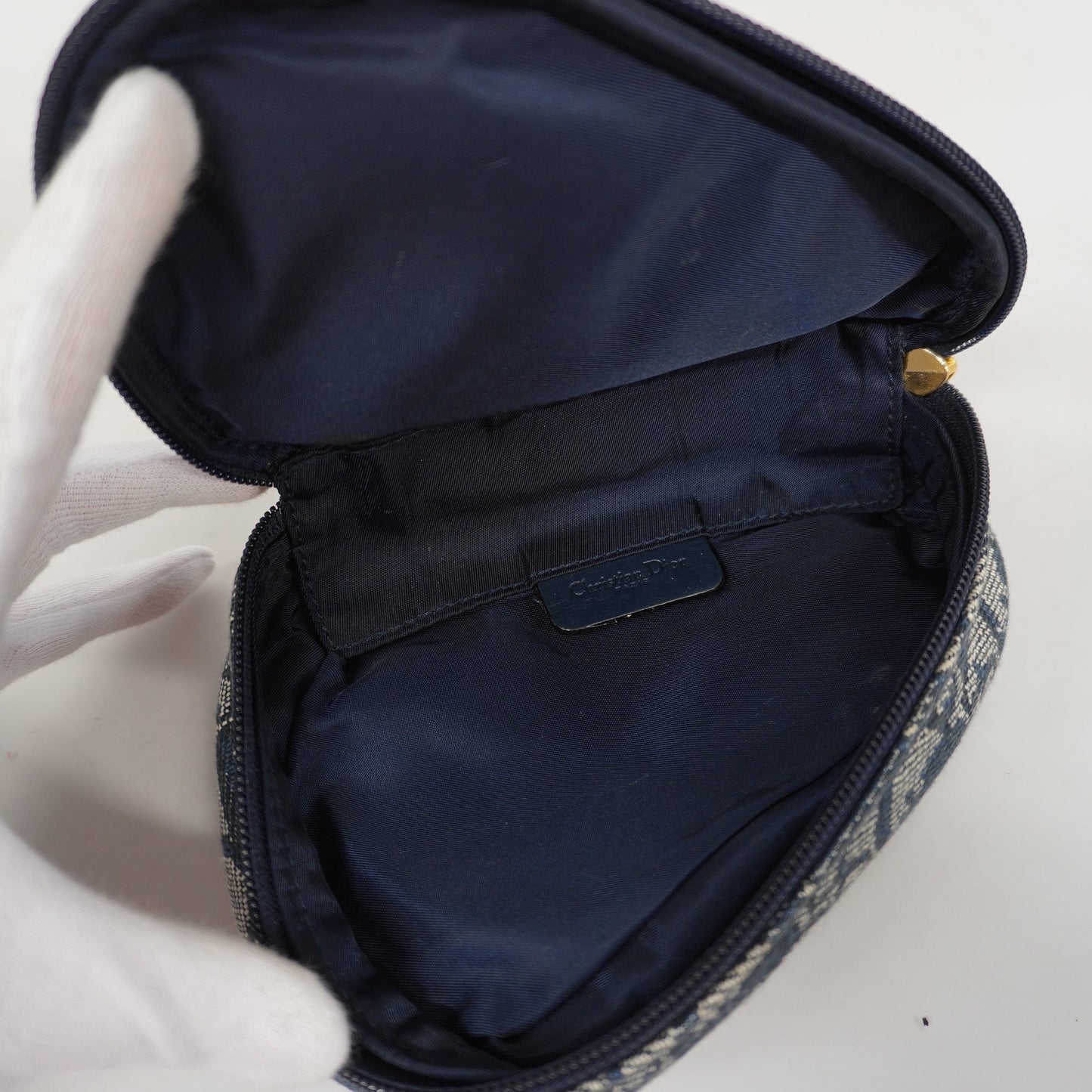 CHRISTIAN DIORAuth  Trotter Saddle Pouch Women's Canvas Pouch Navy