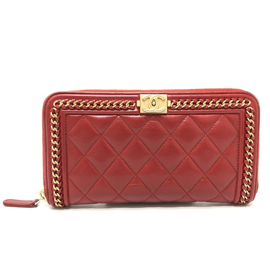 Chanel CC Mark Zip Around Long Wallet Red GoldHardware