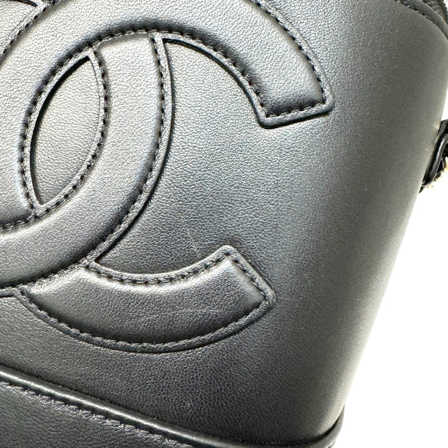CHANEL Vanity AS0323 Calf Shoulder Bag Handbag Coco Mark 27 Series Black Women's