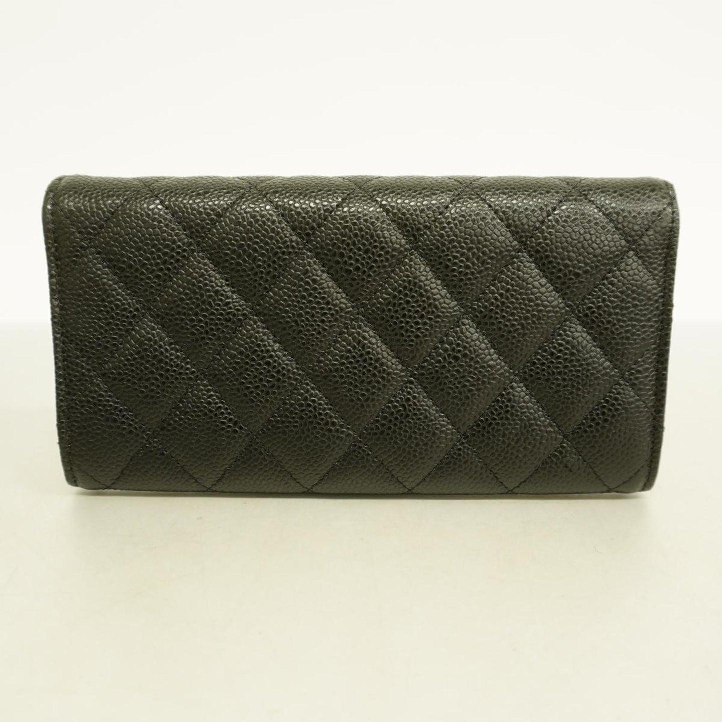 Chanel Long Wallet Matelasse Caviar Skin Black Women's