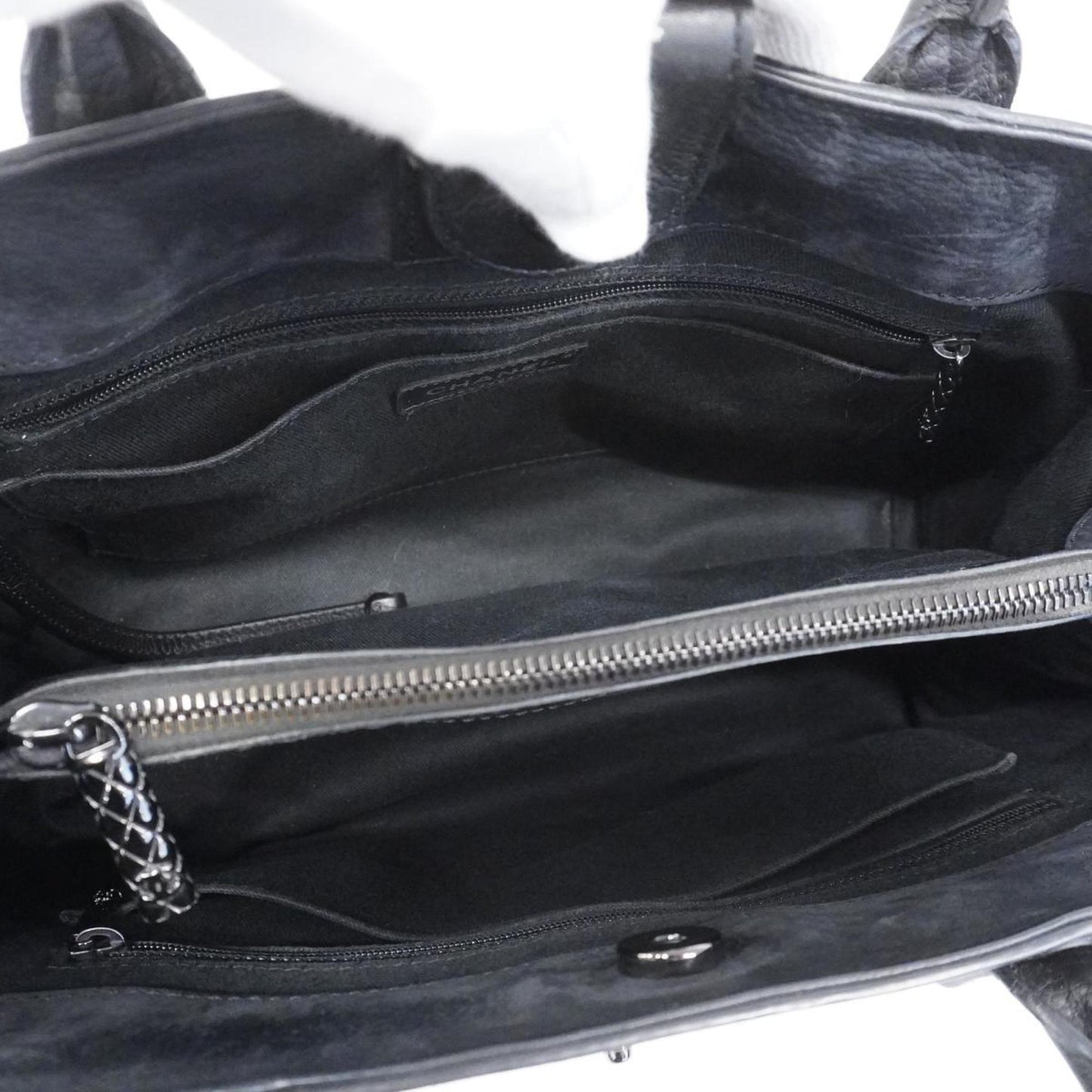 Chanel Tote Bag Executive Leather Black Women's