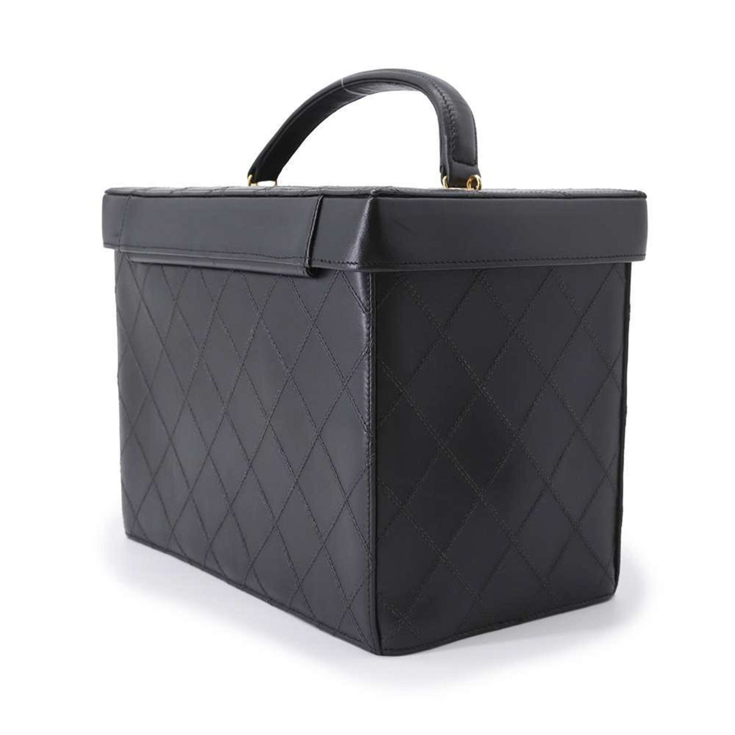 Chanel Vanity Bag Matelasse Coco Mark Bicolor Lambskin CHANEL 2way Shoulder Hand Black