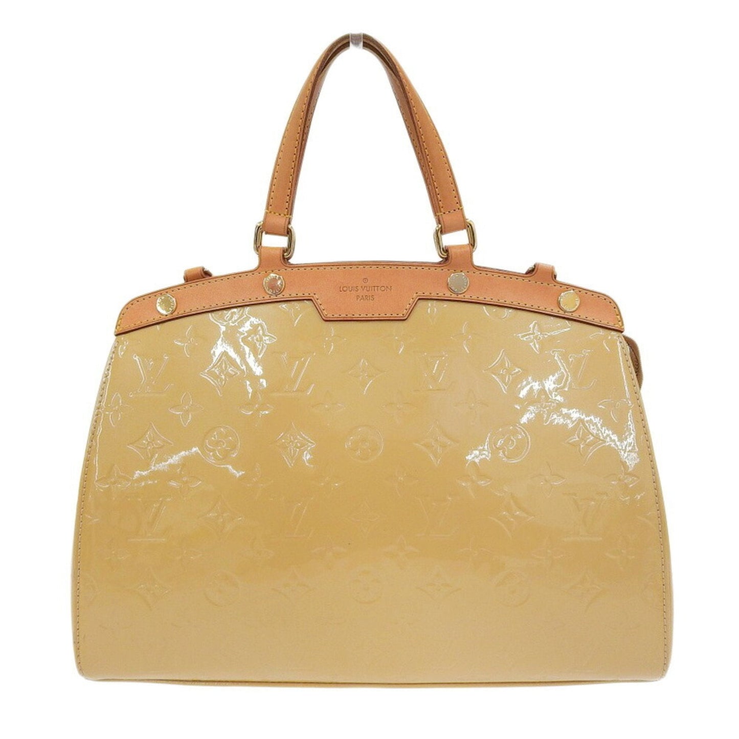 Louis Vuitton Monogram Vernis Blair MM Handbag Tote Bag Citrine Beige M90108