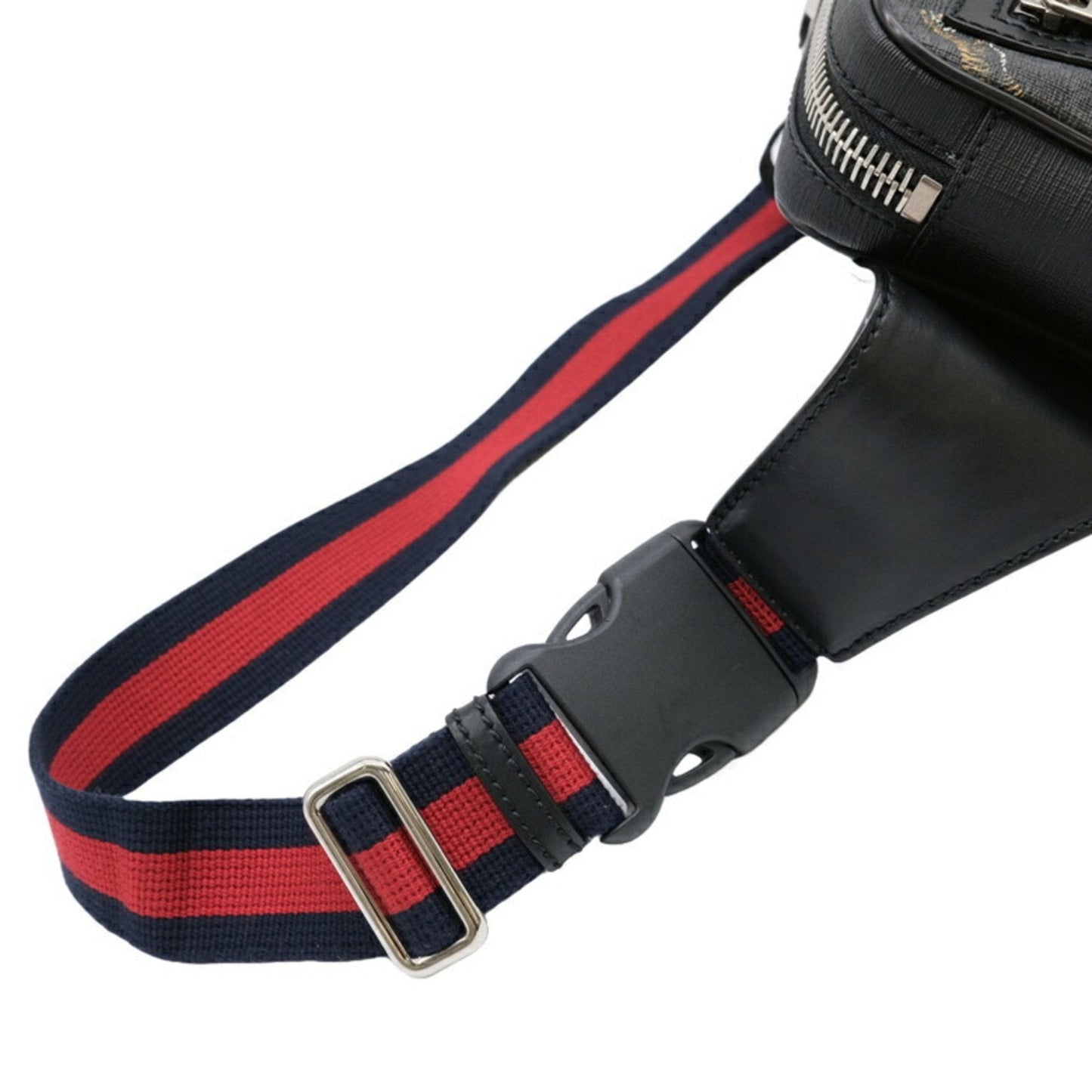 Gucci Black Gg Supreme Canvas Leather Sling Bag
