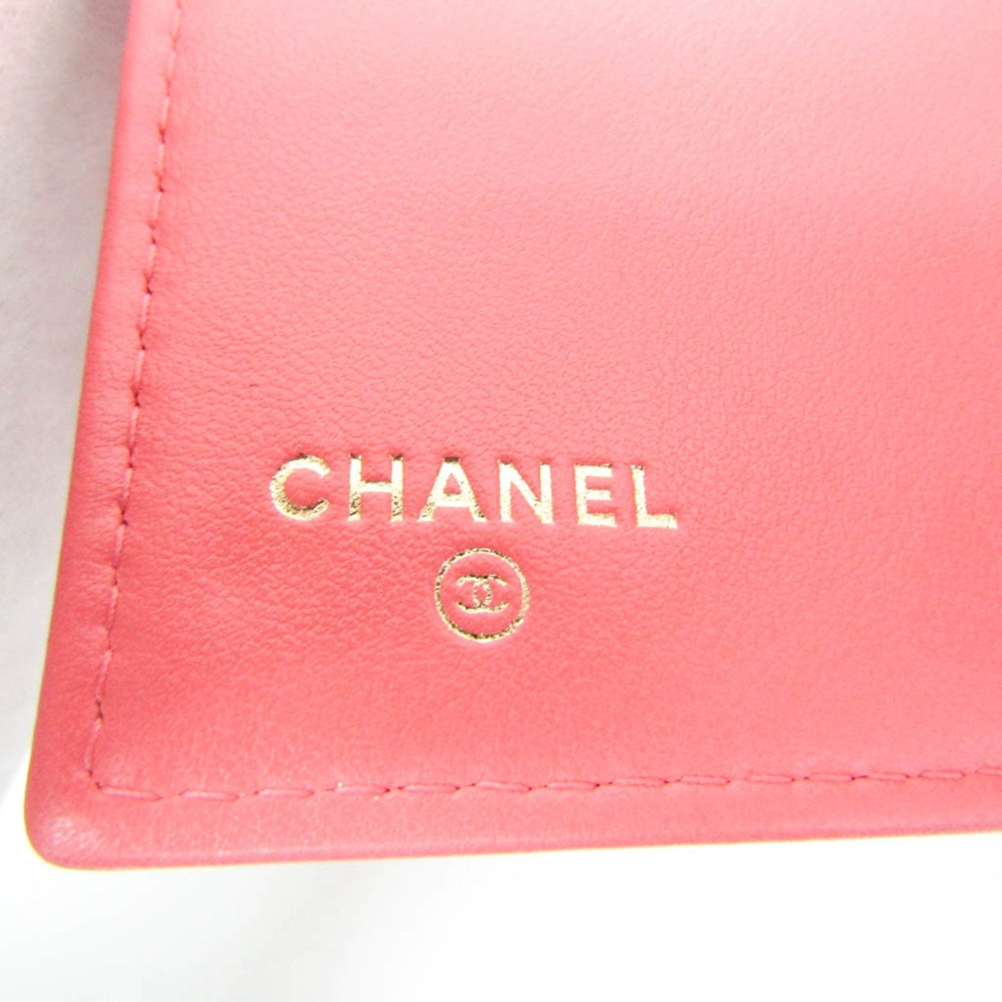 Chanel Matelasse Women's Caviar Leather Middle Wallet (tri-fold) Pink