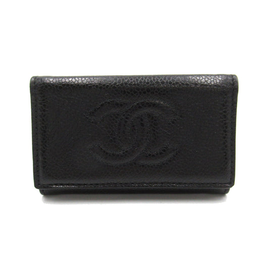 CHANEL 6 key holders Black Caviar Skin (Grained Calf)