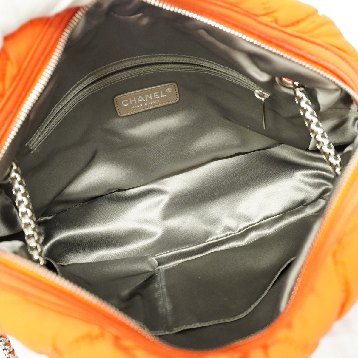 ChanelAuth  Chain Shoulder Women's Nylon Shoulder Bag Orange
