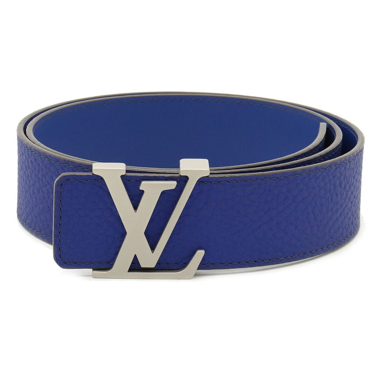 LOUIS VUITTON Suntulle LV Initial Belt Leather Blue #90 M9125U