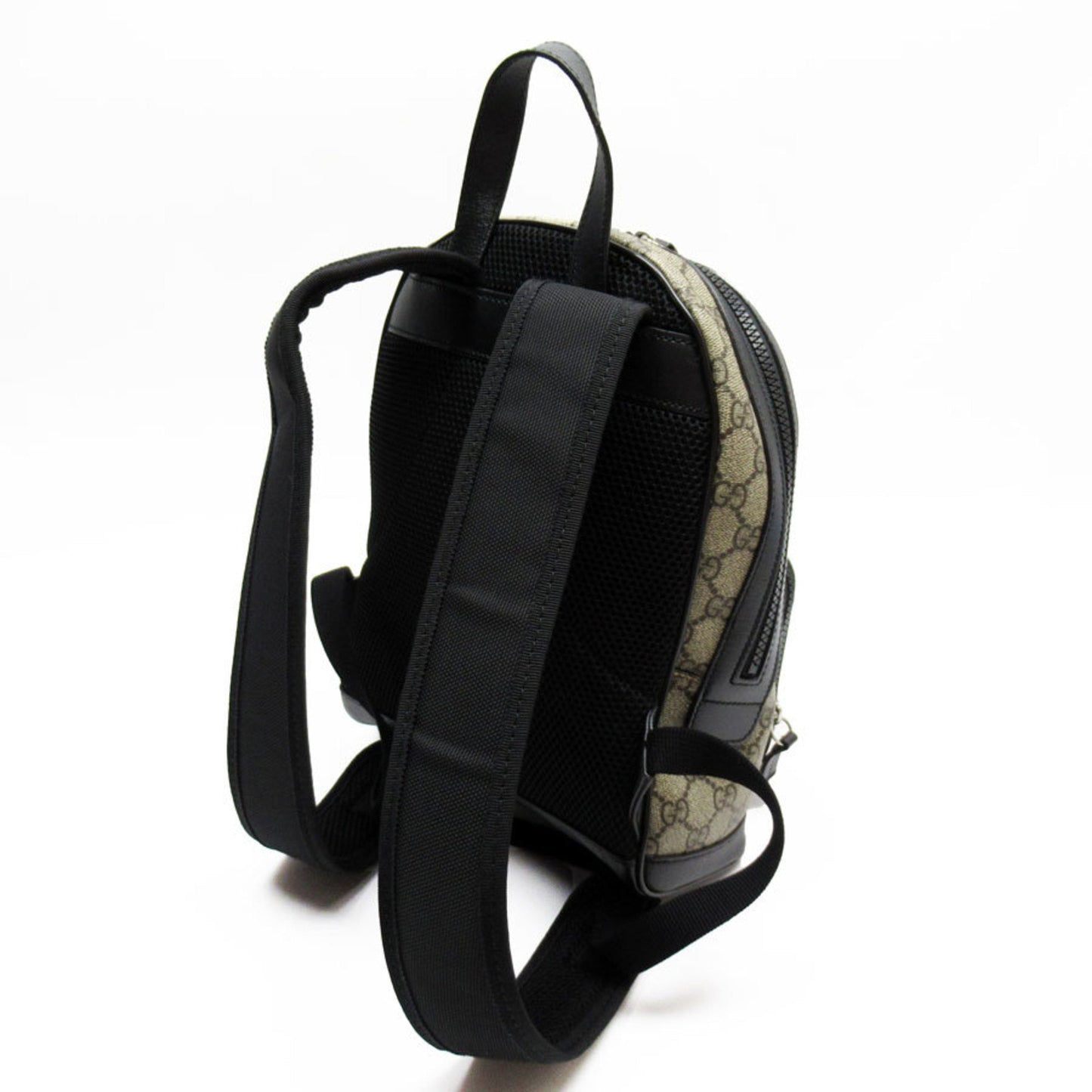 Gucci Beige Black Brown Pvc Leather Canvas Backpack