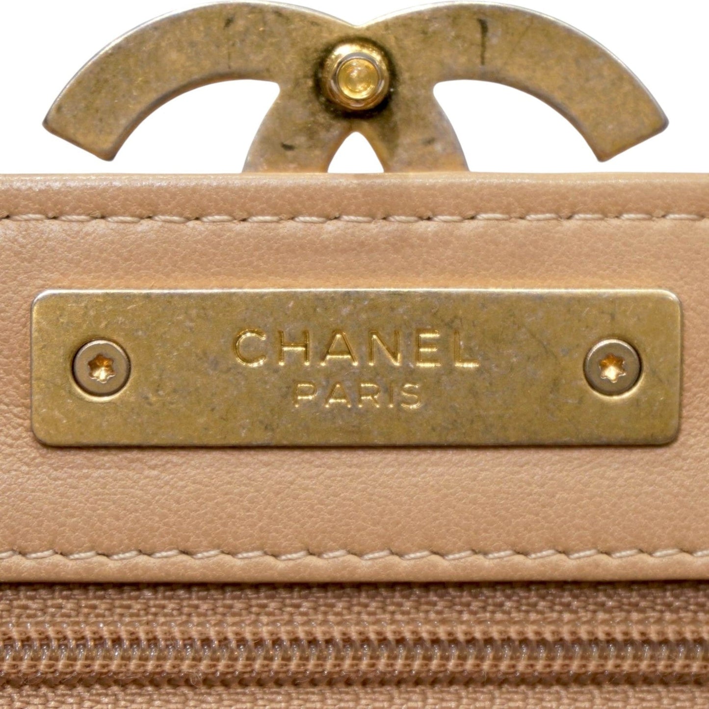 CHANEL Chanel Chain Wallet AP0424 Shoulder Bag Beige/Matte Gold Metallic Calf/Lamb D112 Women's Men's Bags