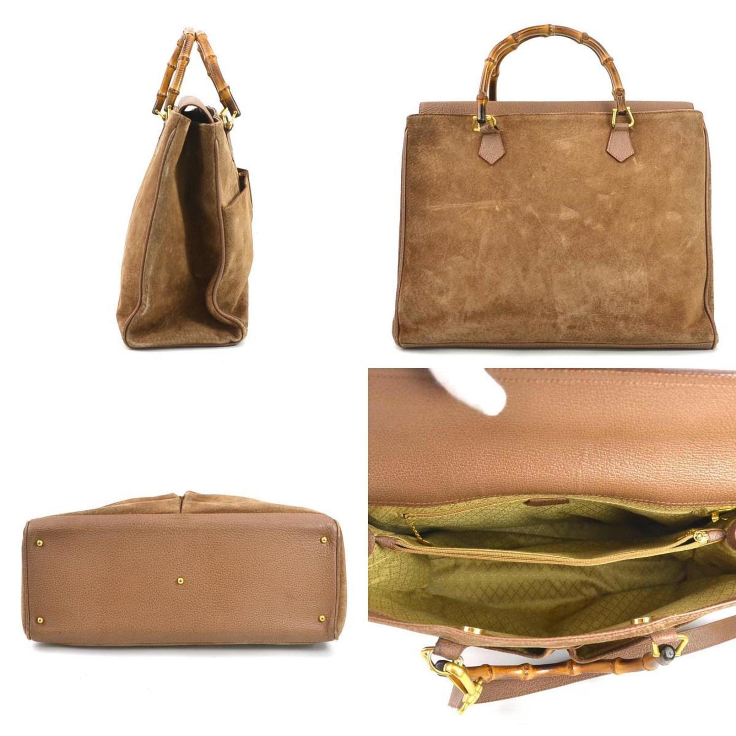 Gucci Brown Suede Leather Handbag Shoulder Bag