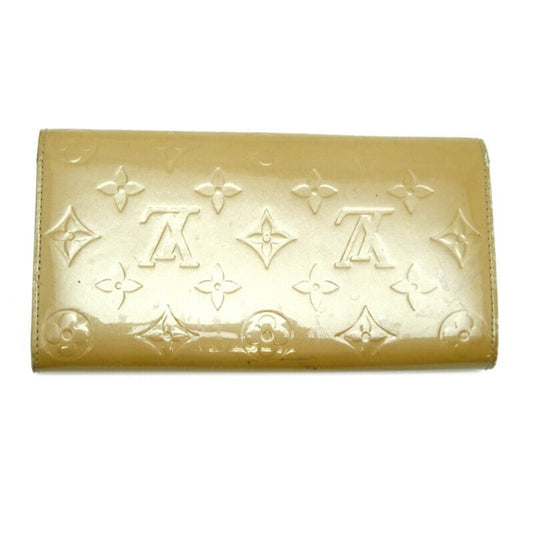 LOUIS VUITTON Portomone Credit Ladies Long Wallet M91380 Vernis Noisette [Beige]