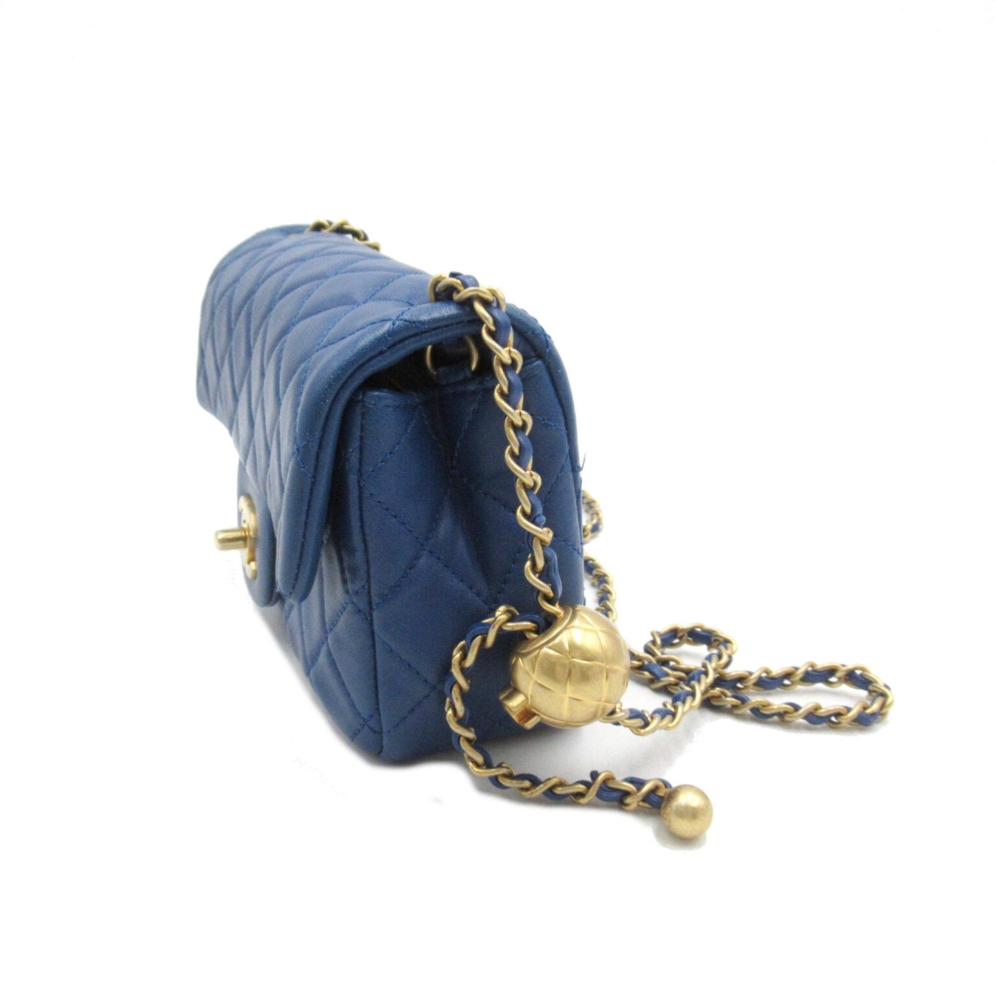 CHANEL Mini Materasse Chain Shoulder Blue Lambskin (sheep leather) AS1787