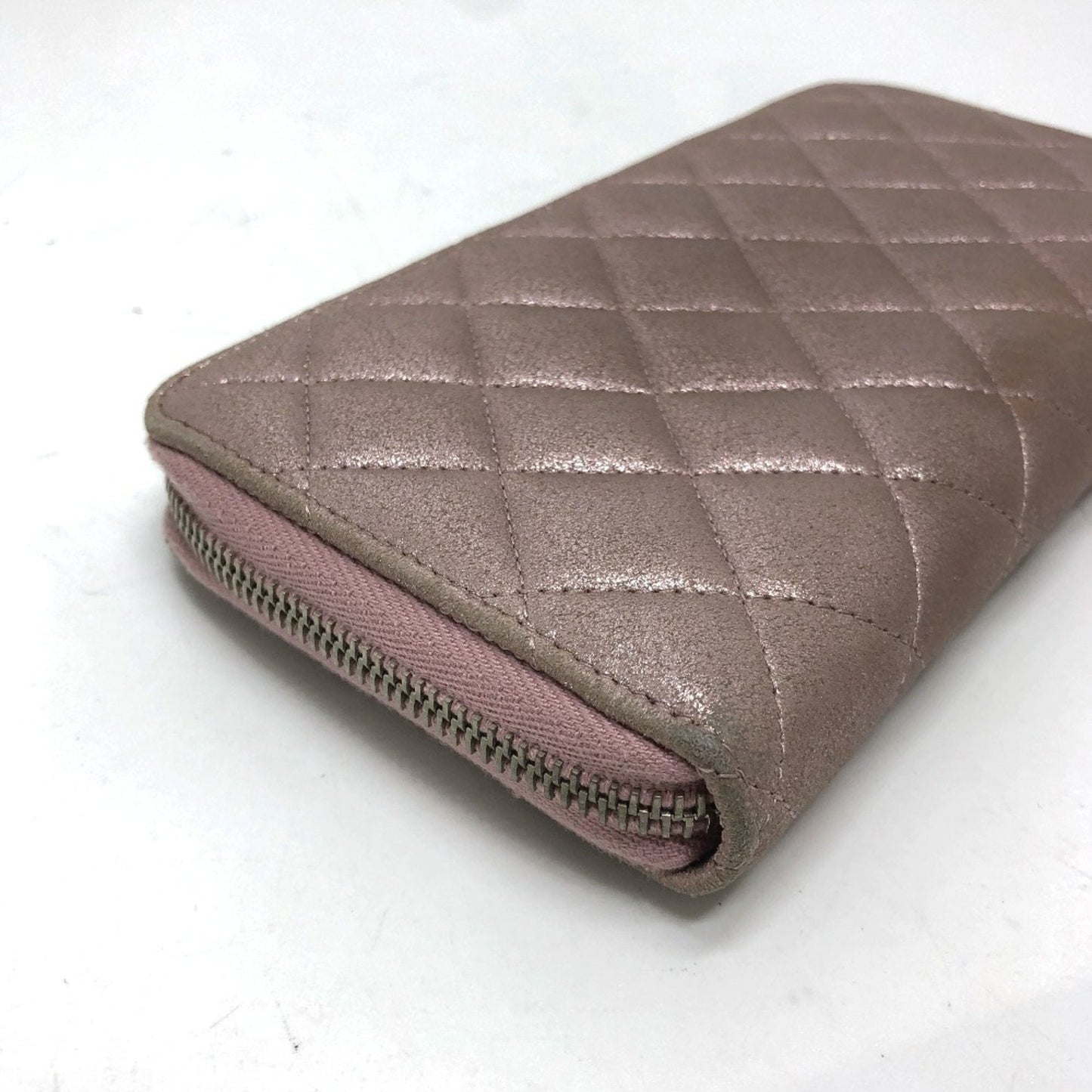 Chanel A80003 CC Mark Zip Around Long Wallet pink