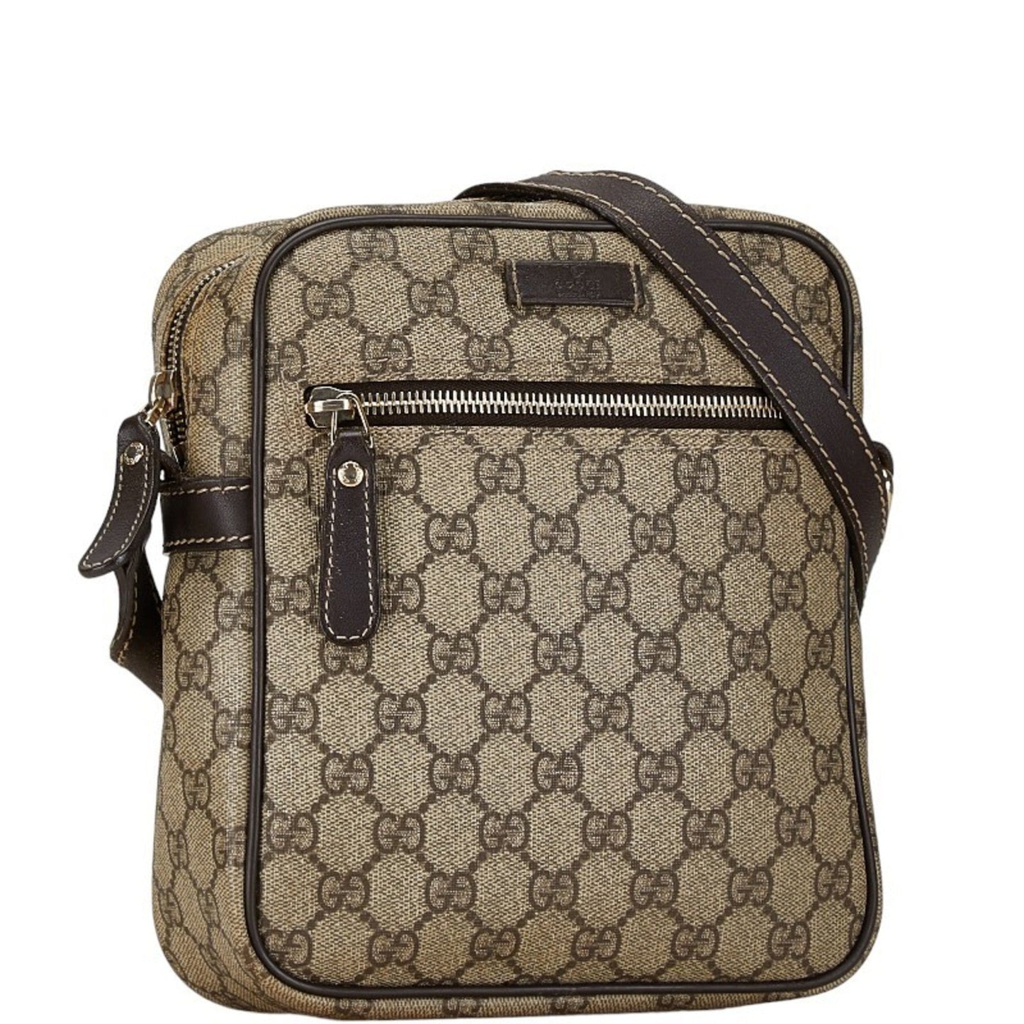 Gucci Beige Brown Khaki Pvc Leather Shoulder Bag
