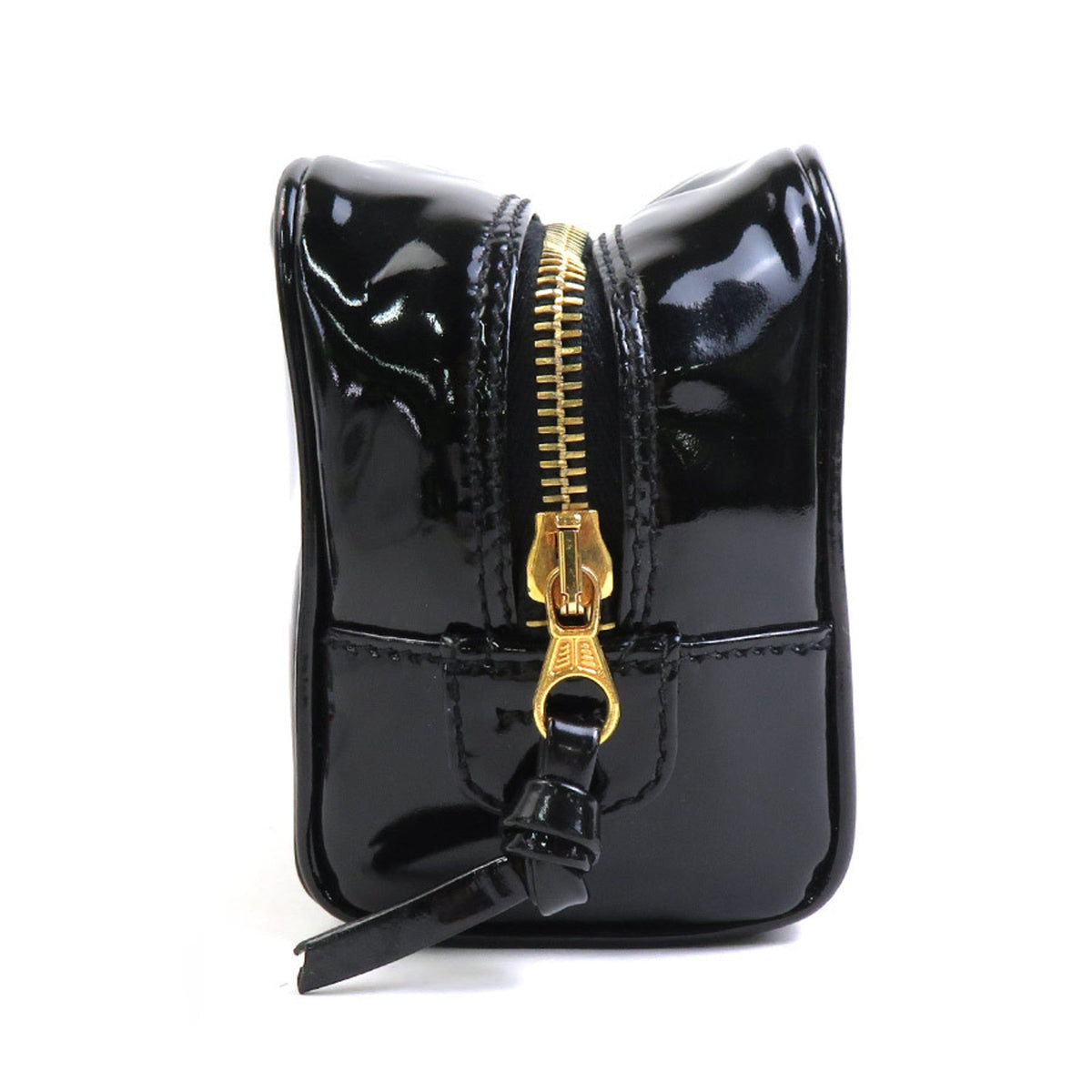 CHANEL Pouch Multi Case Coco Mark Patent Leather Black Gold Women's e56008f