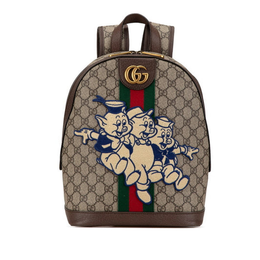 Gucci Beige Multi-Color Pvc Leather Backpack ()