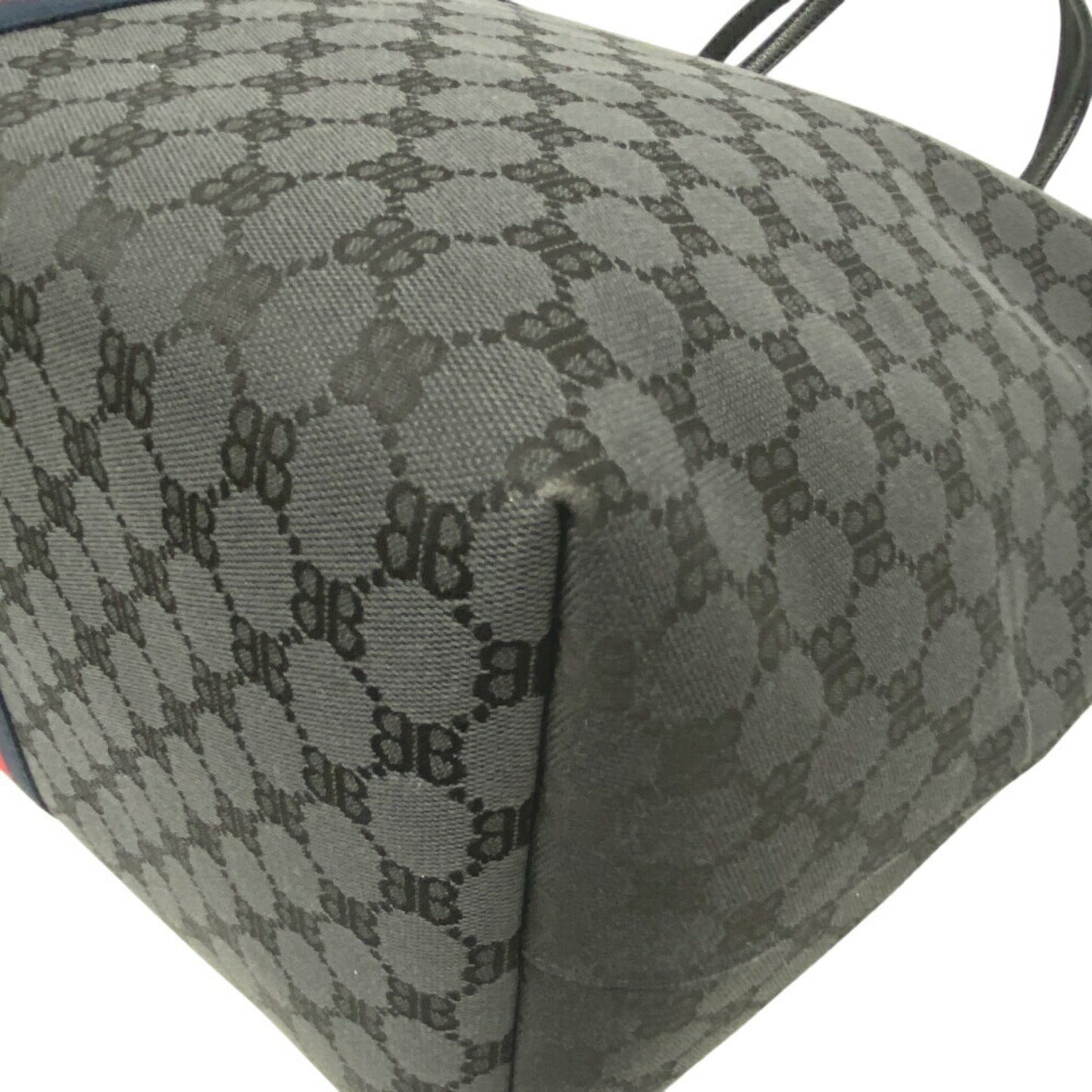 Gucci Black Canvas Leather Tote Bag