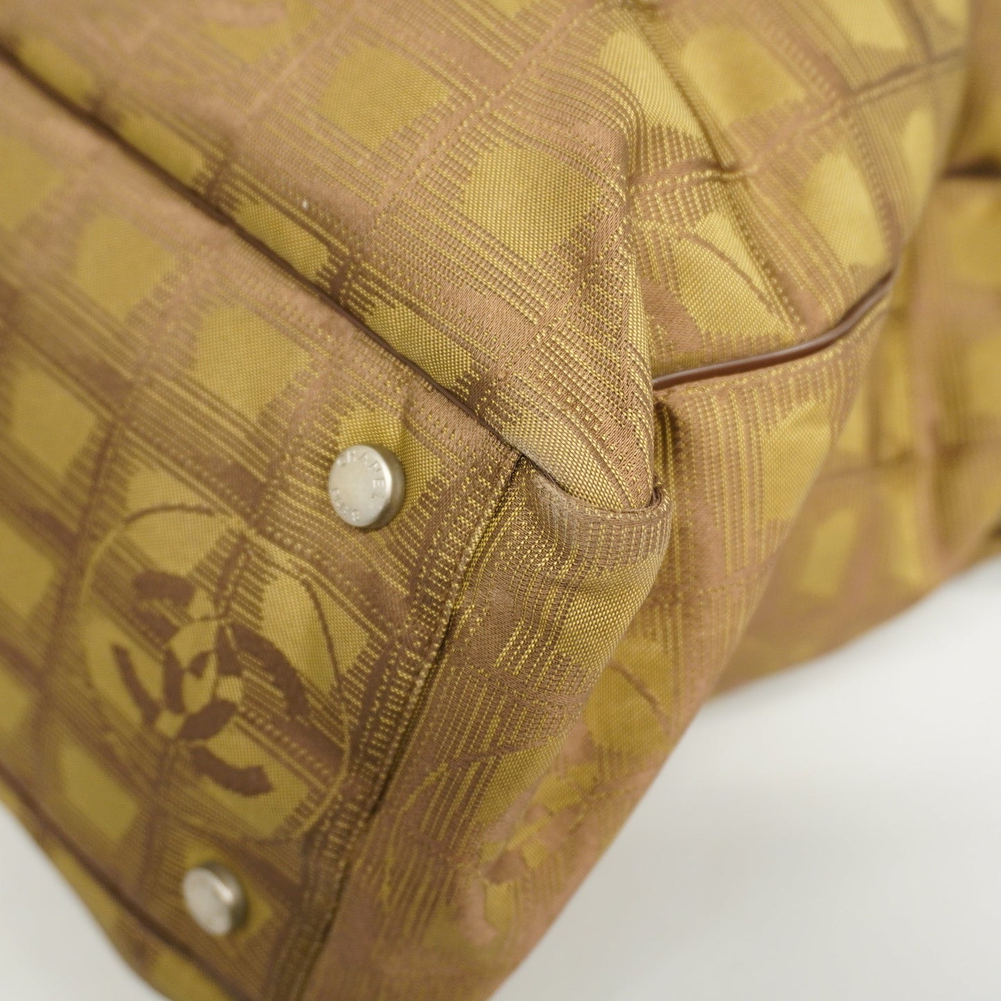 ChanelAuth  New Travel Line Tote Bag Women's Nylon,Leather Khaki