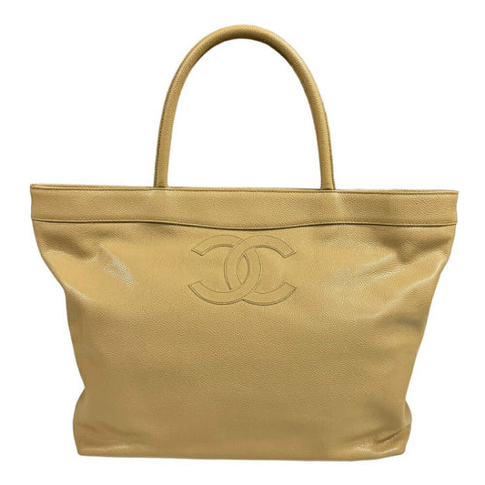 CHANEL Tote Bag Caviar Skin Beige Women's