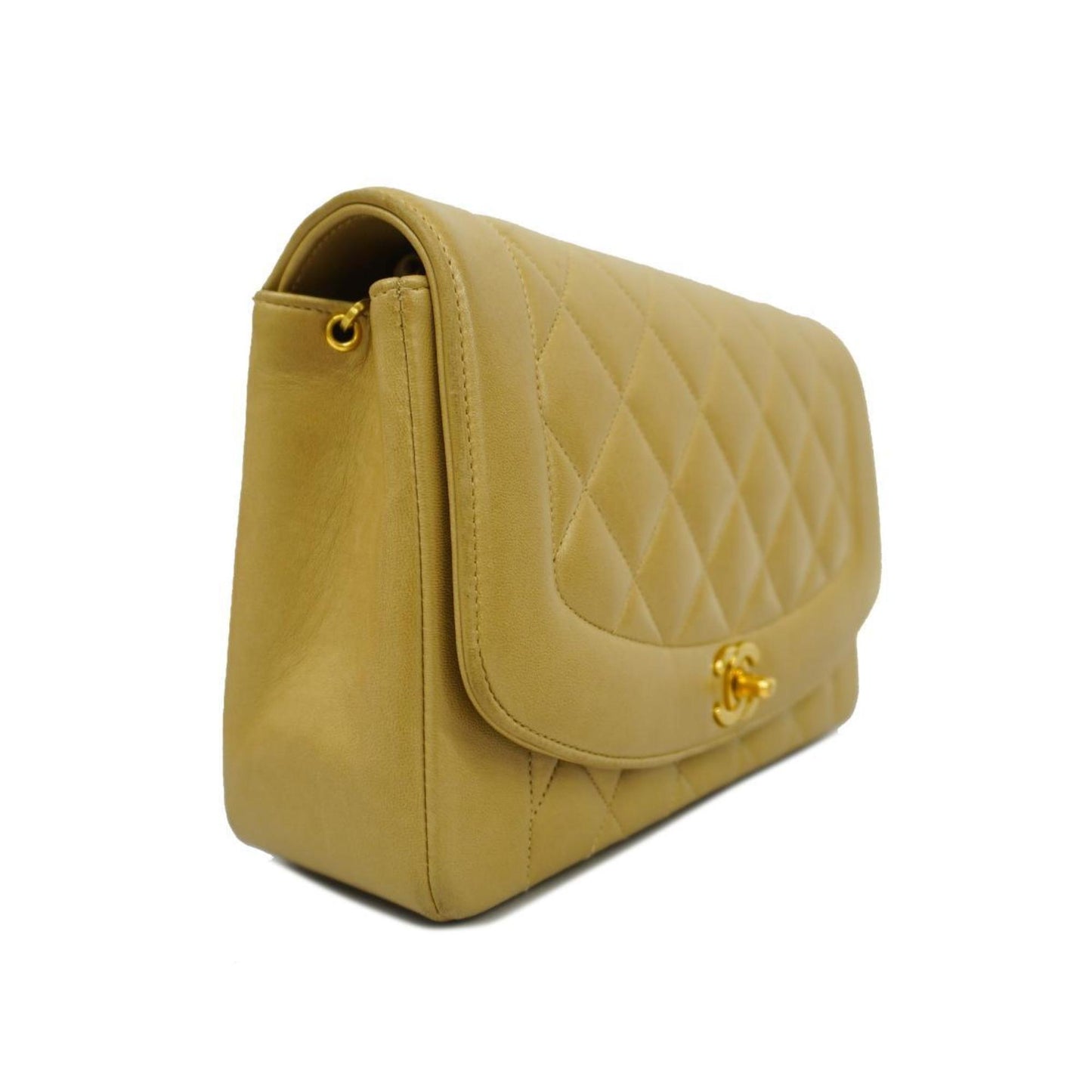 Chanel Shoulder Bag Diana Chain Lambskin Beige Women's