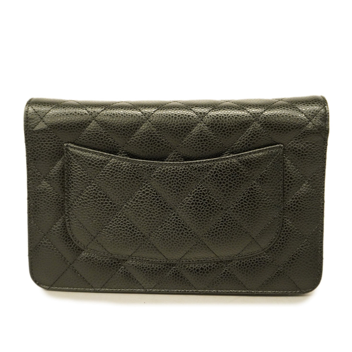 ChanelAuth  Matelasse Chain Shoulder Gold Hardware Caviar Leather Black