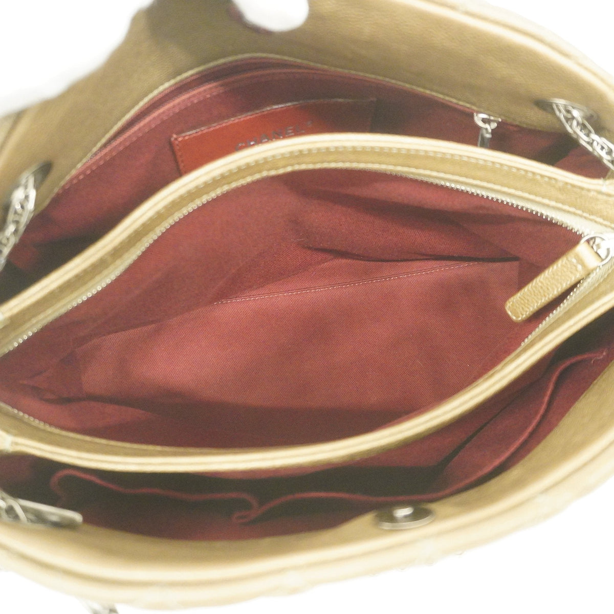 ChanelAuth  Matelasse Chain Shoulder Women's Leather Shoulder Bag Khaki