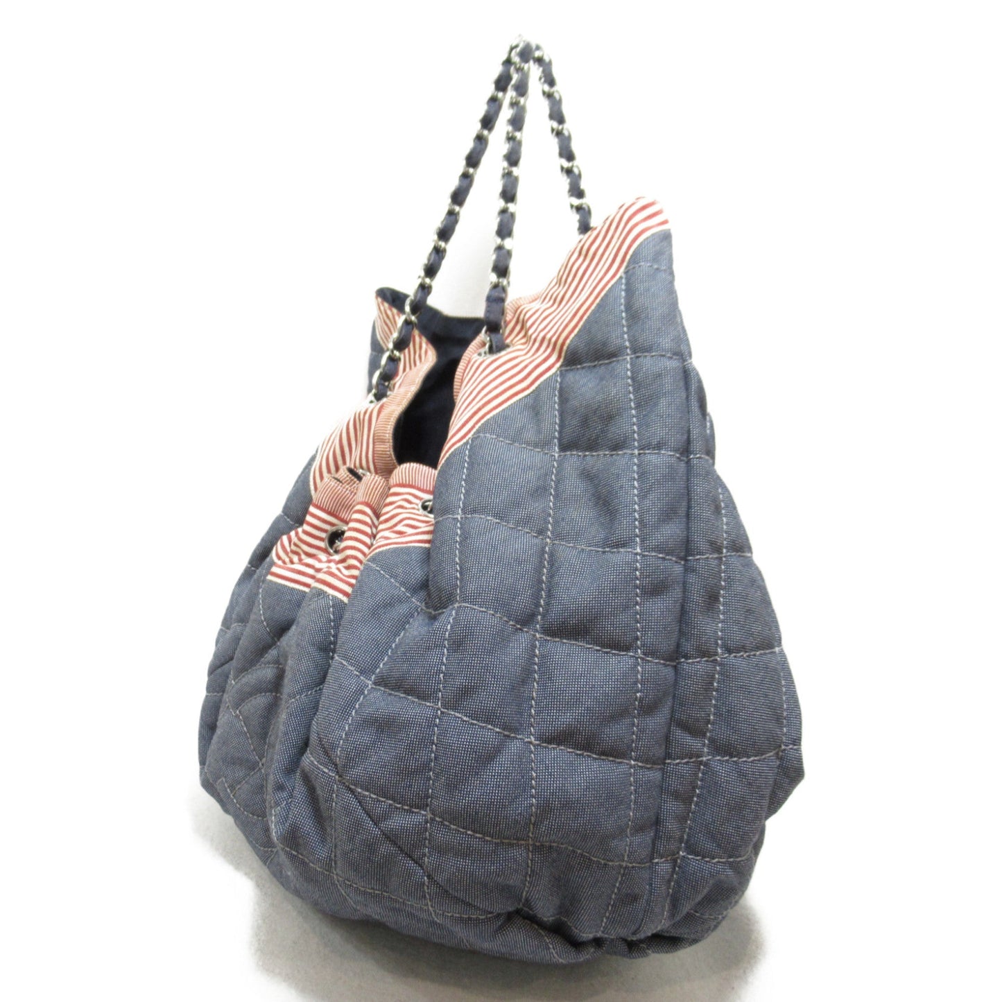 CHANEL Cococabus GM Shoulder Bag Blue Indigo Blue/Red/White denim A46887