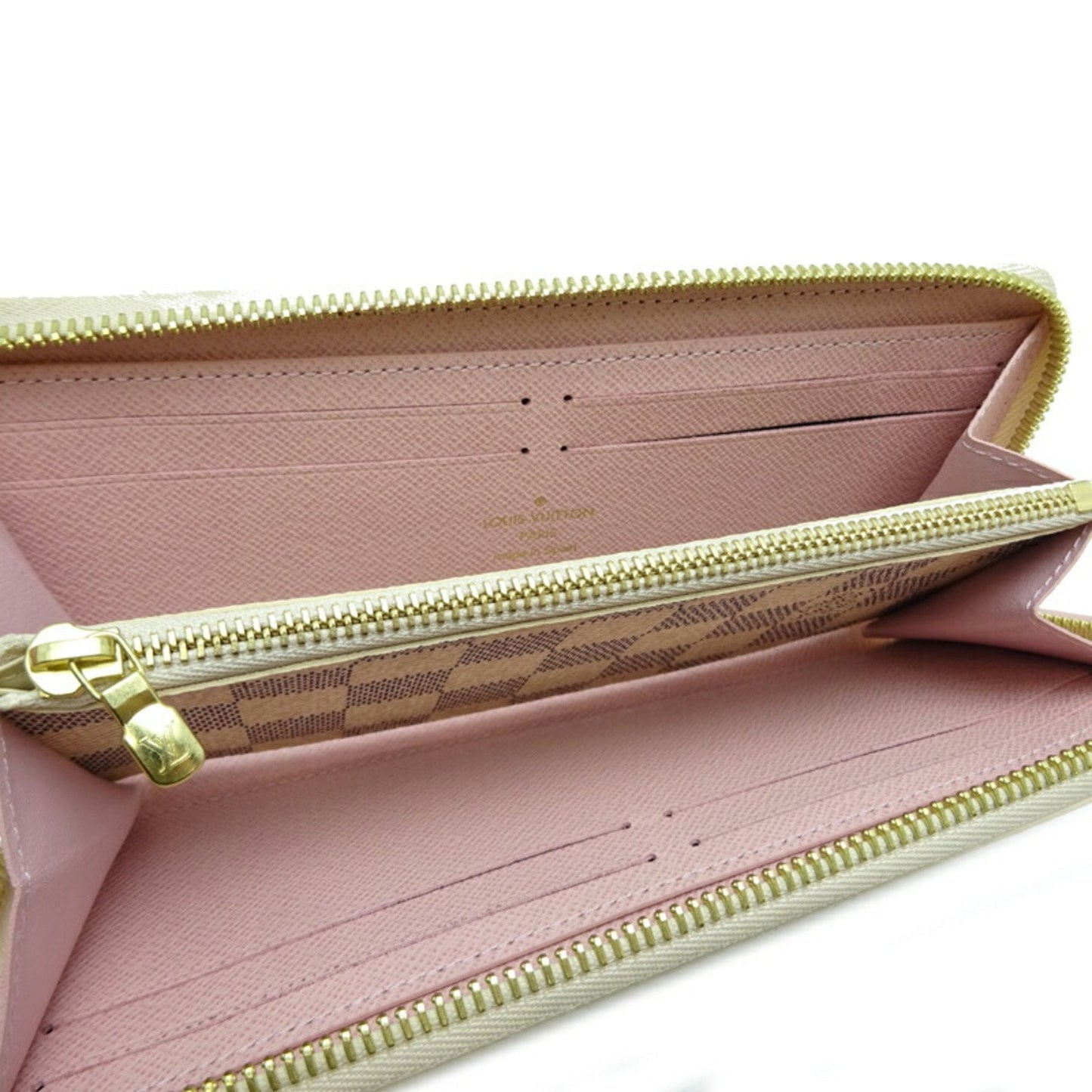 LOUIS VUITTON Portefeuil Clemence Women's Long Wallet N61264 Damier Azur [White]/Rose Ballerine
