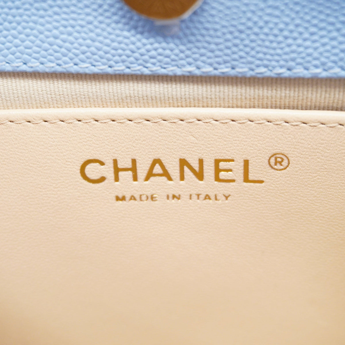 ChanelAuth  Matelasse Chain Shoulder Women's Caviar Leather Light Blue