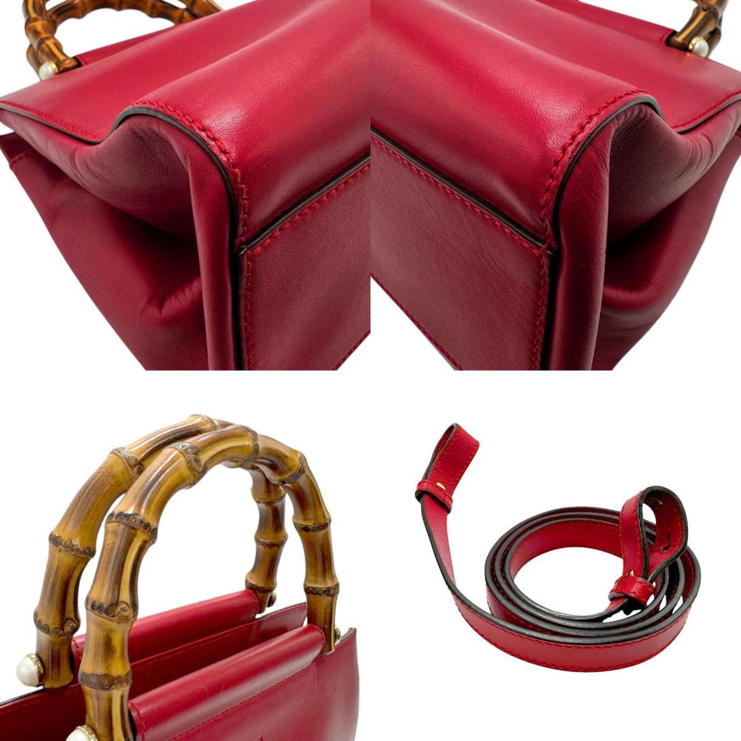 Gucci Red Color Leather Handbag Shoulder Bag