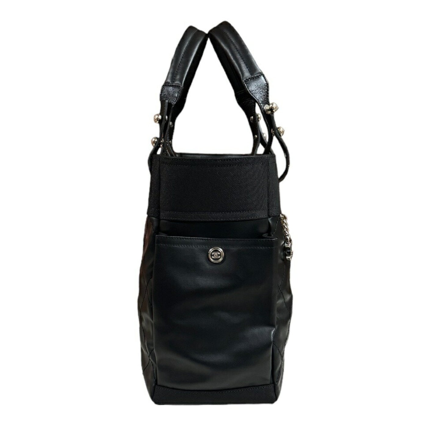 CHANEL Paris Biarritz GM Tote Bag Chanel Coated Canvas A34210 Black Women's