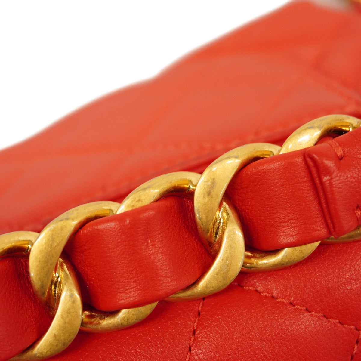 ChanelAuth  Matelasse Chain Shoulder Women's Leather Shoulder Bag Red Color