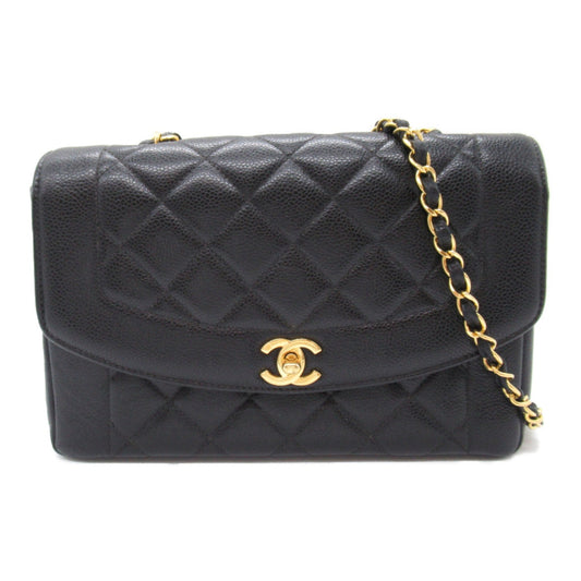 CHANEL Matelasse Diana ChainShoulder Bag Black Caviar Skin (Grained Calf)