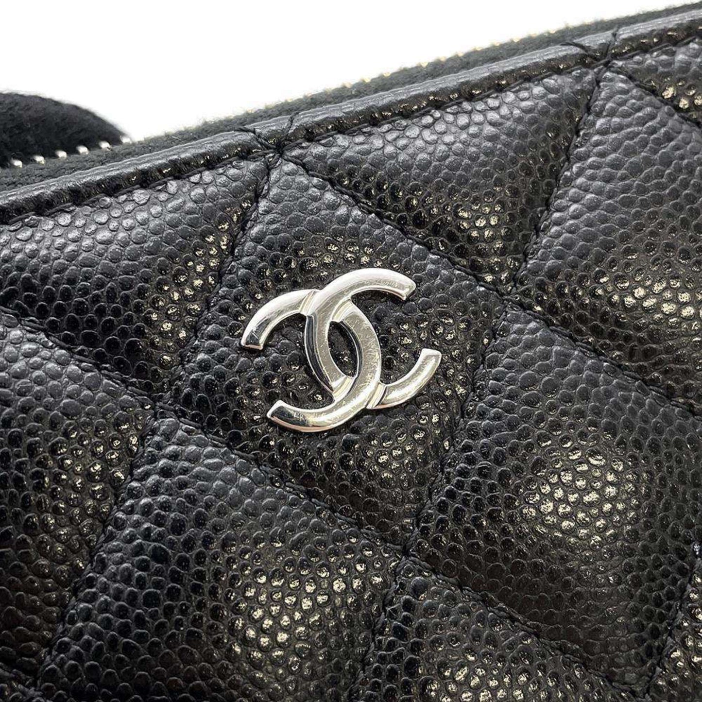 CHANEL Wallet/Coin Case Matelasse Caviar Skin AP0221 Black