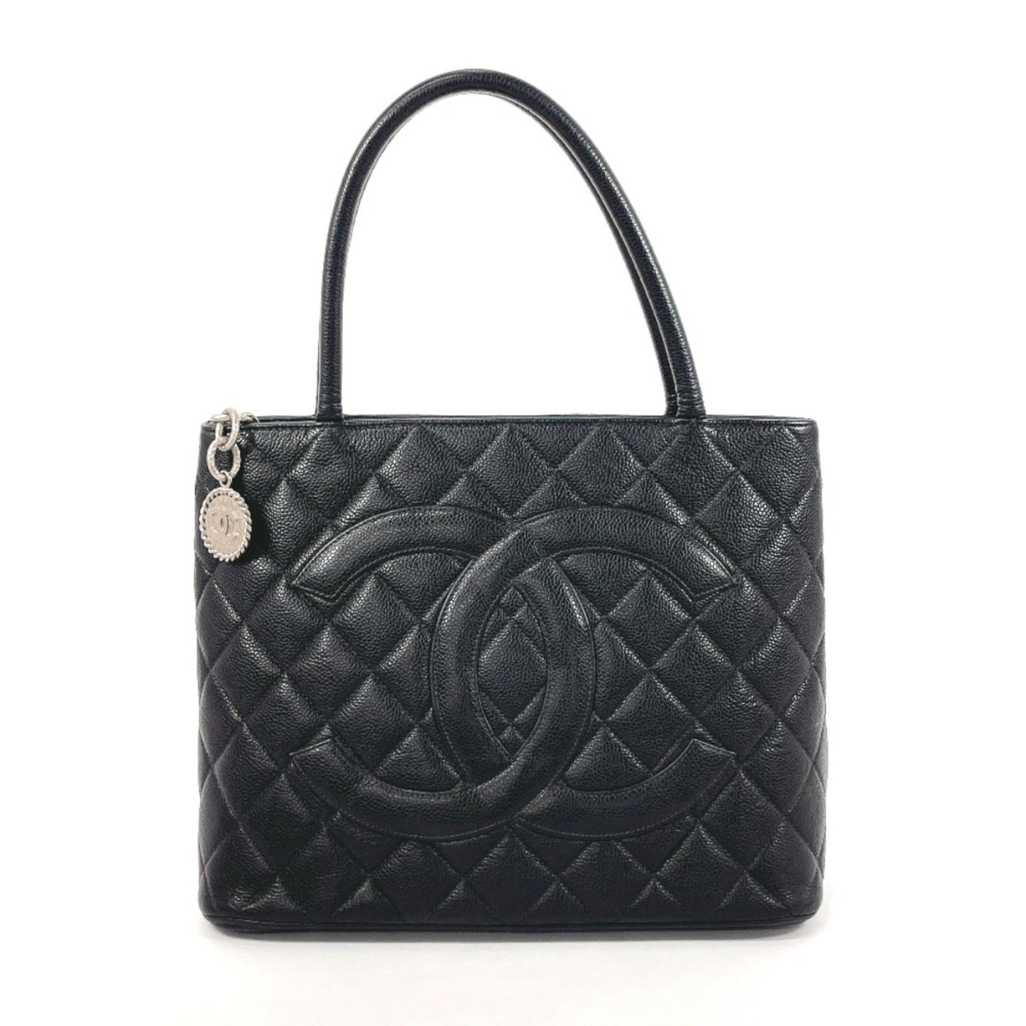 CHANEL Reprint Tote Matelasse A01804 Bag Matte Caviar Skin Black Women's