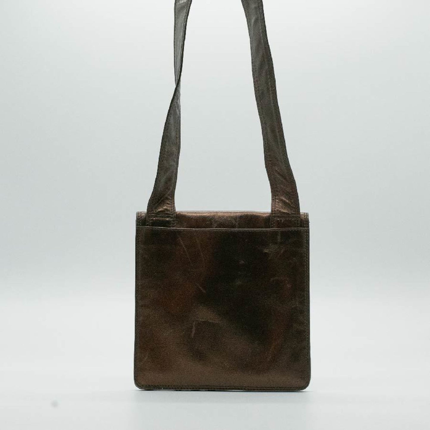 CHANEL Shoulder Bag Square Sacoche Lambskin Brown Gold Men's Women's P16200 PD23
