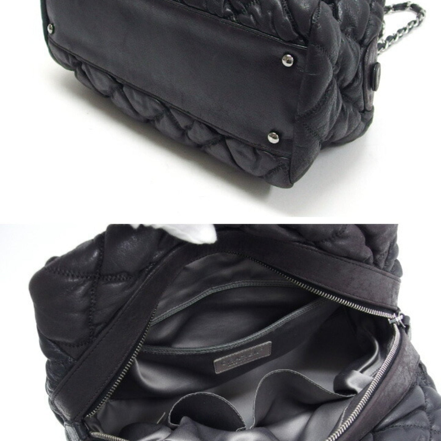 Chanel Matelasse Bubble Quilt Chain Shoulder Bag Coco Mark Black