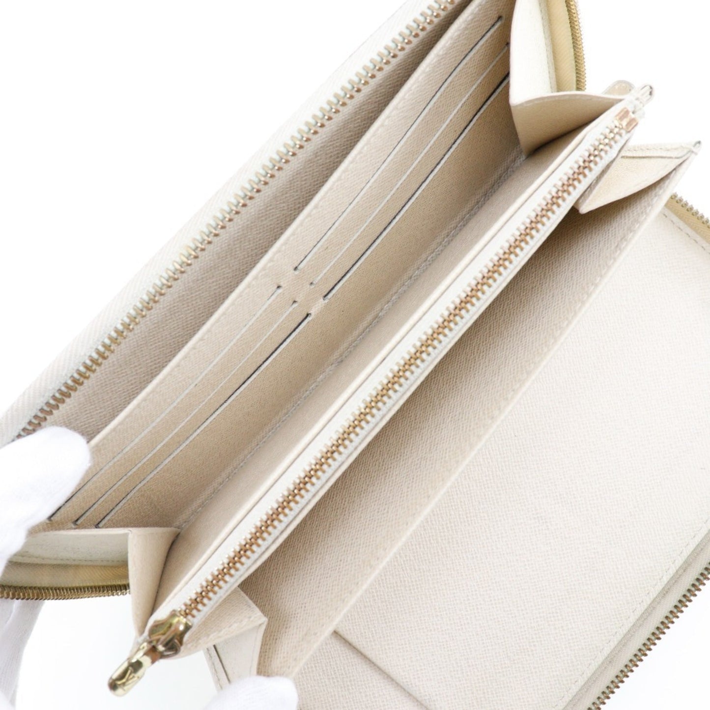LOUIS VUITTON Zippy Organizer Long Wallet N60012 Damier Azur Canvas France Year 2008 White VI1088 Zipper Unisex