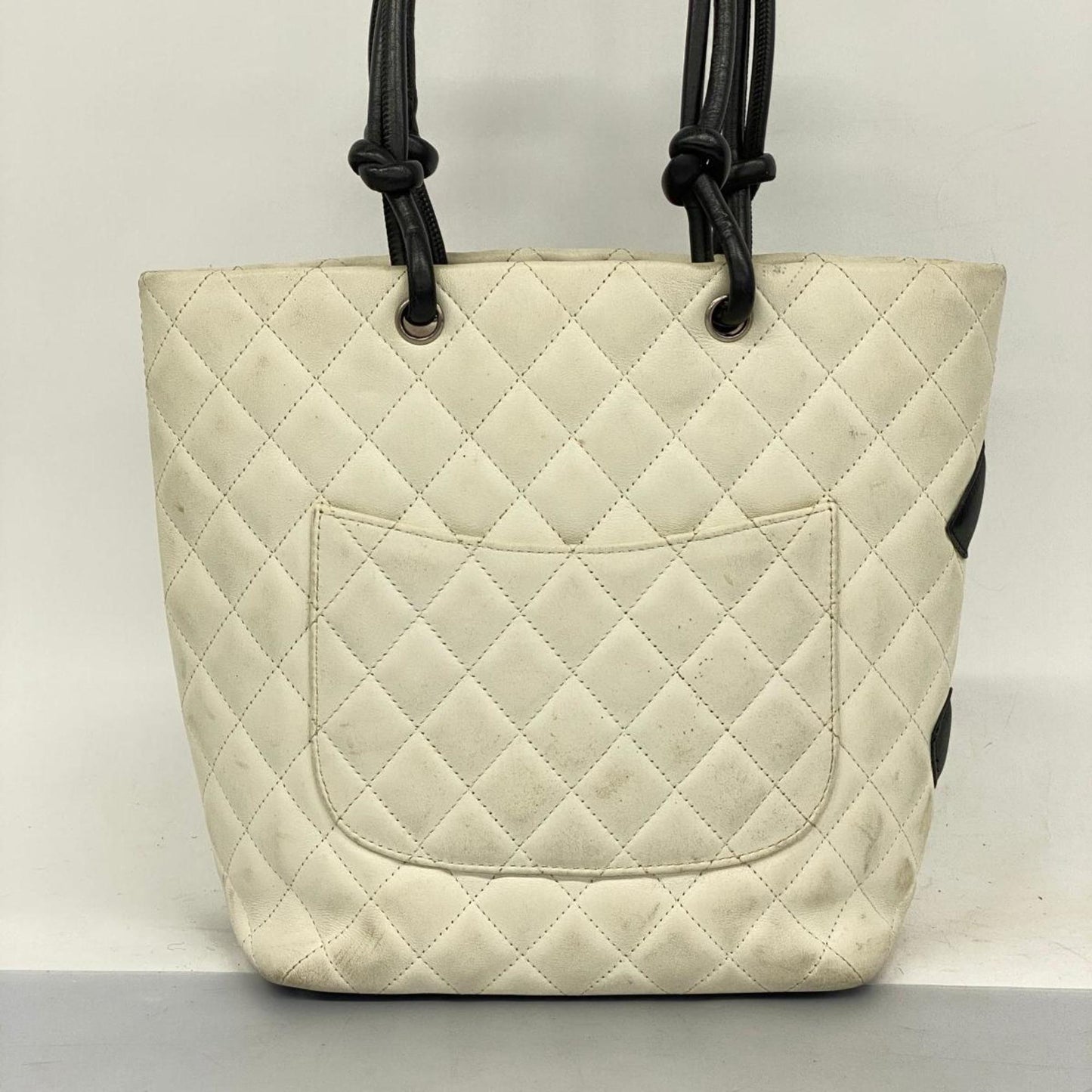 Chanel Tote Bag Cambon Lambskin White Women's