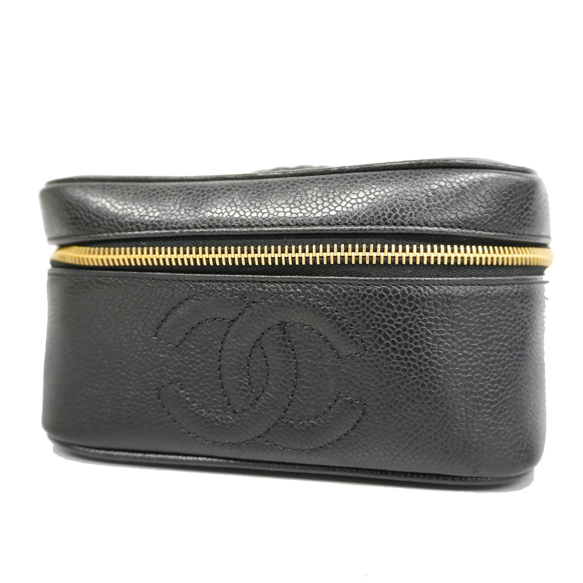 ChanelAuth  Vanity Bag Women's Caviar Leather Vanity Bag Black