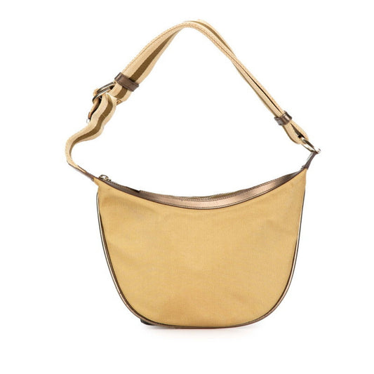 Gucci Beige Bronze Canvas Leather Handbag ()