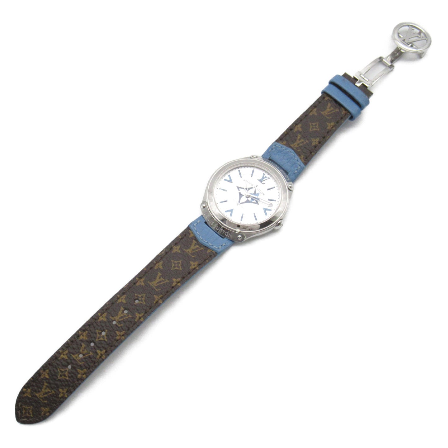 LOUIS VUITTON Tambour Fifty Five Wrist Watch Wrist Watch Q6G25 Mechanical Automatic Silver Stainless Steel Leather b Q6G25