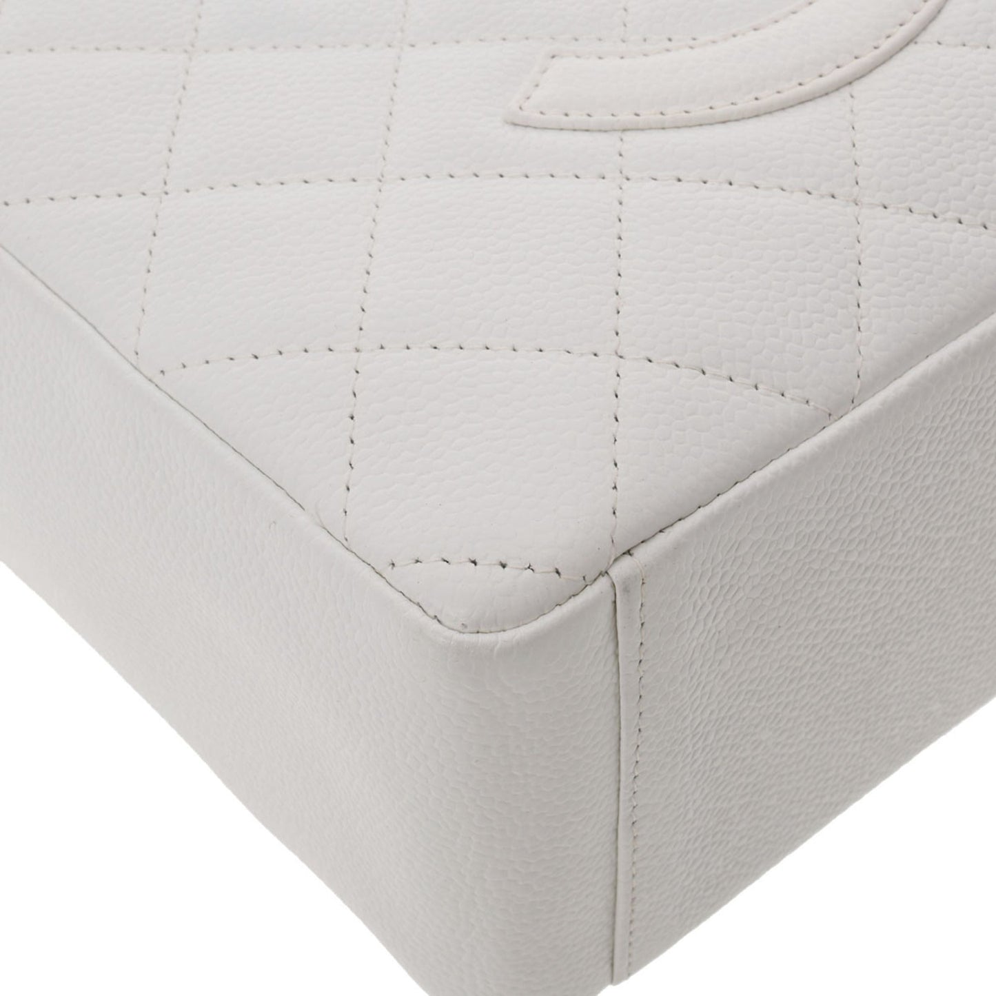 CHANEL PST White Women's Caviar Skin Tote Bag